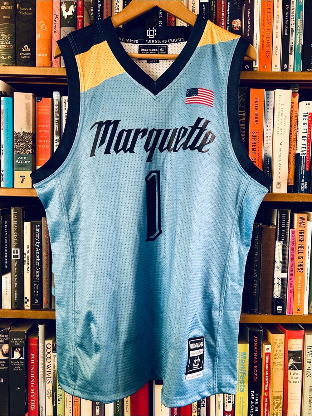 Marquette Kam Jones 1 Blue Urban Champs Official NIL Basketball Jersey Large